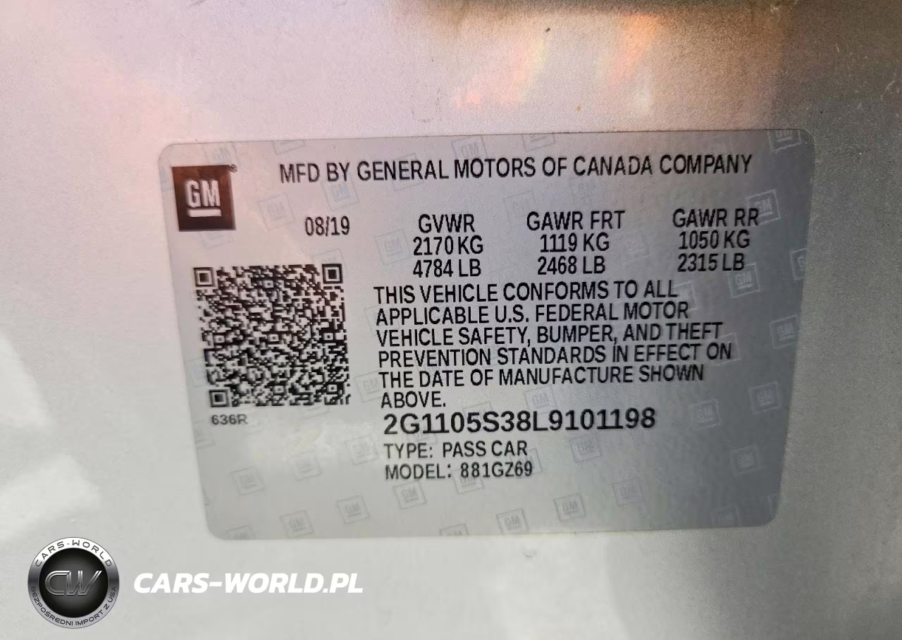 2020 Chevrolet Impala Premier VIN:2G1105S38L9101198 - 12