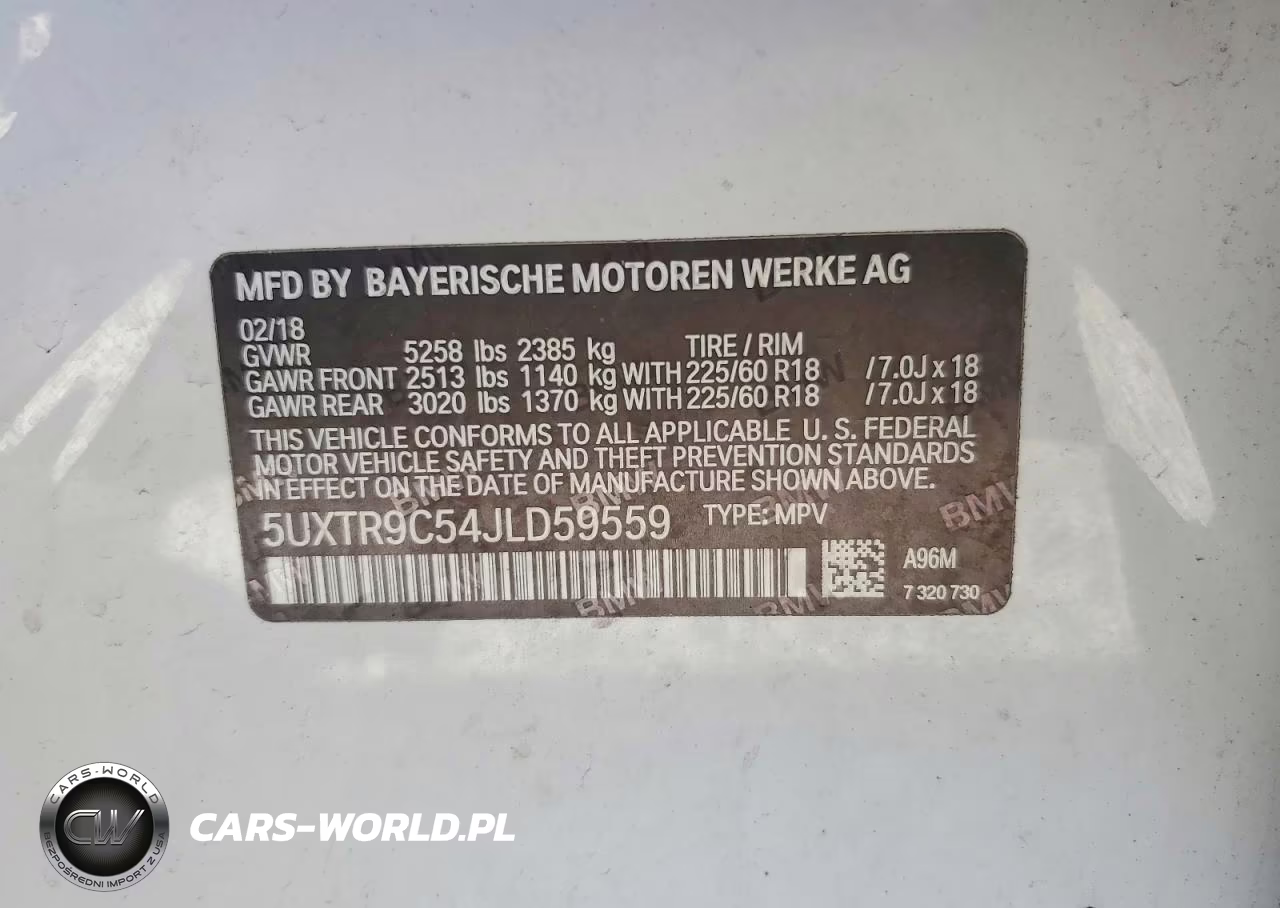 2018 BMW X3 xDrive30I VIN:5UXTR9C54JLD59559 - 13