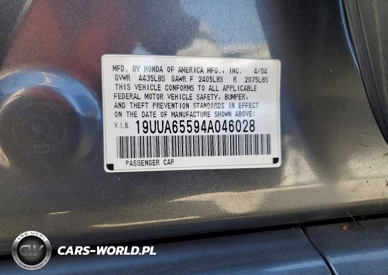 2004 Acura Tl VIN:19UUA65594A046028 - 12