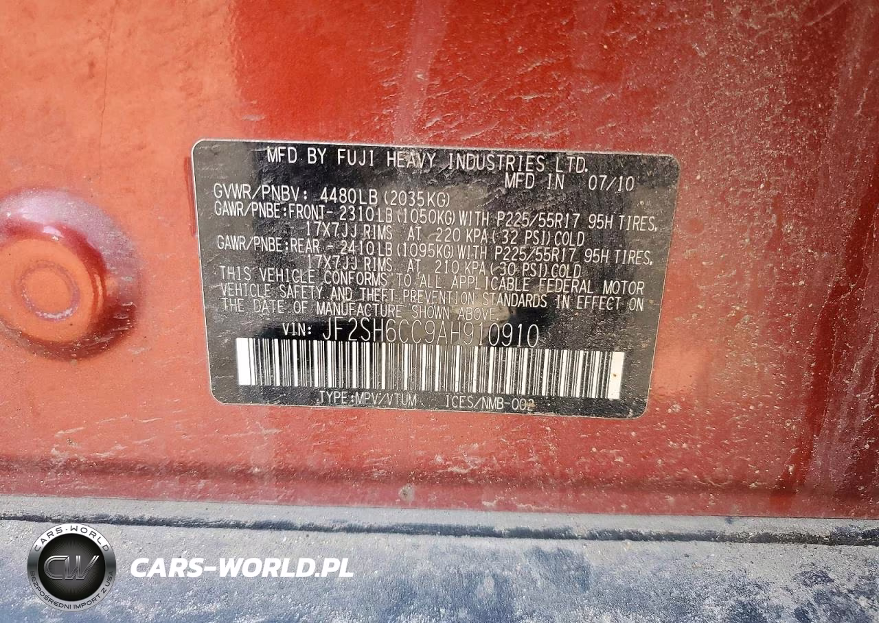 2010 Subaru Forester 2.5X Premium VIN:JF2SH6CC9AH910910 - 12