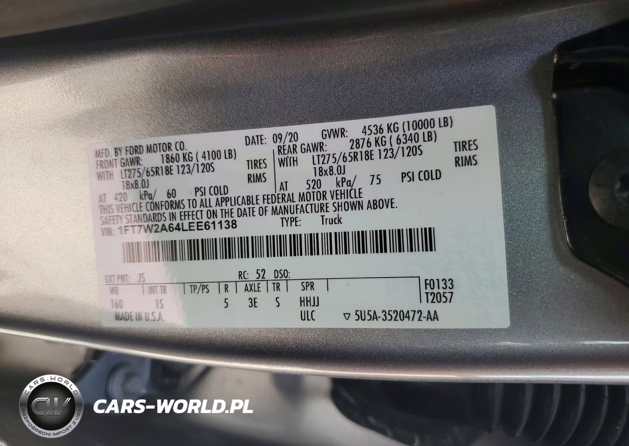 2020 Ford F250 Super Duty VIN:1FT7W2A64LEE61138 - 12