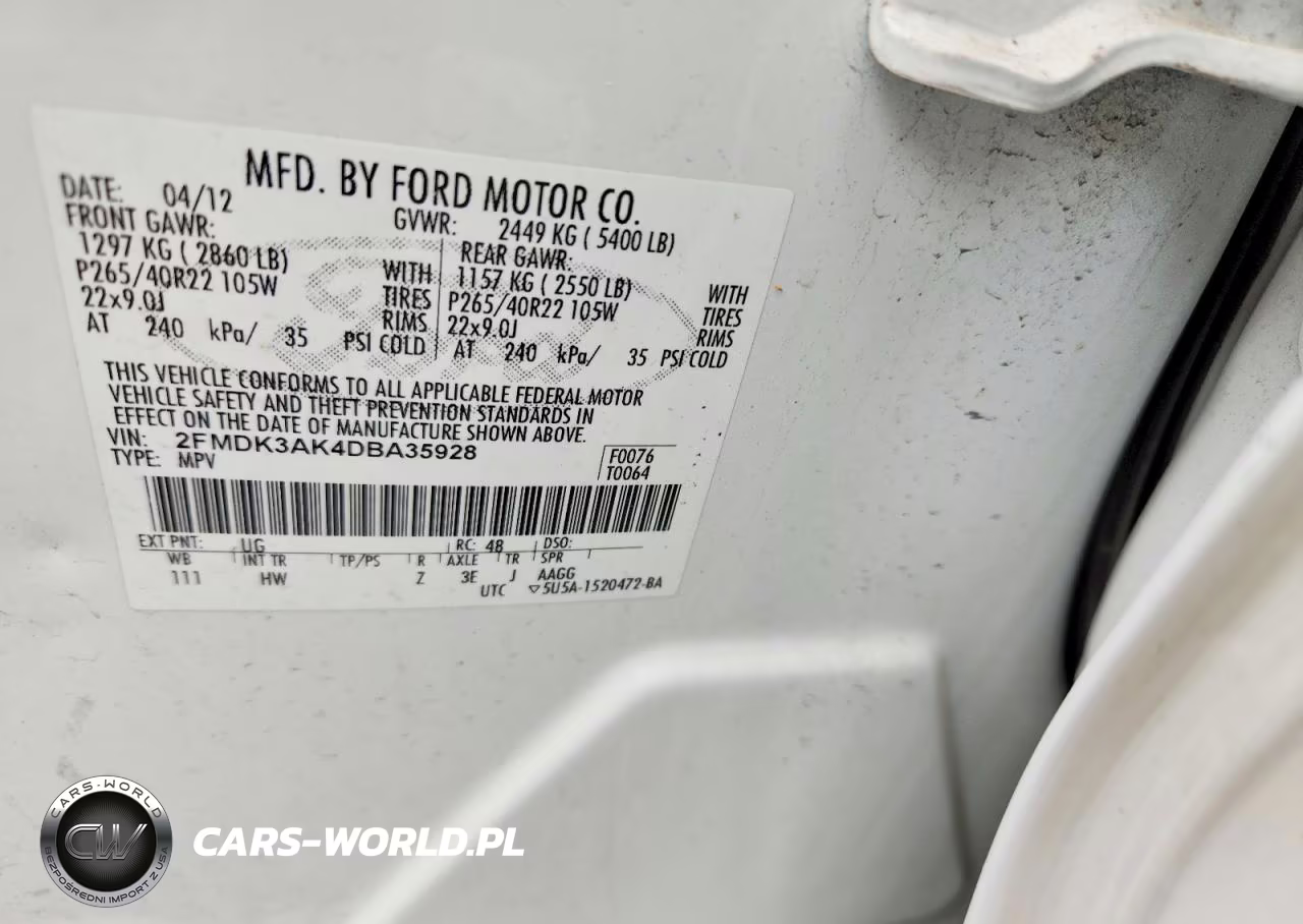2013 Ford Edge Sport VIN:2FMDK3AK4DBA35928 - 13