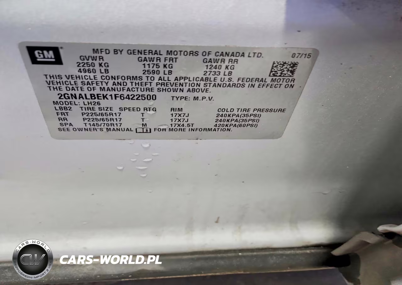 2015 Chevrolet Equinox Lt VIN:2GNALBEK1F6422500 - 13