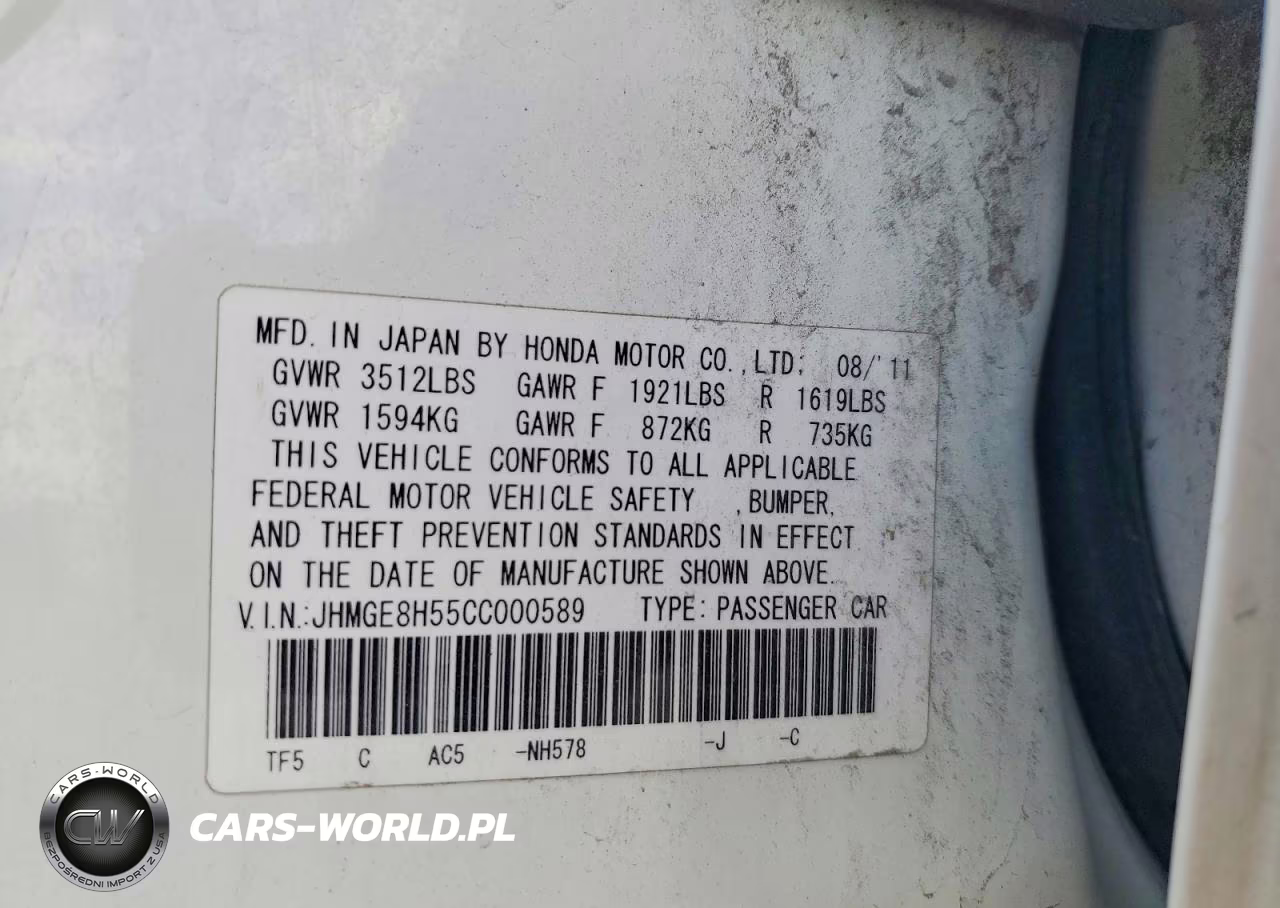 2012 Honda Fit Sport VIN:JHMGE8H55CC000589 - 12