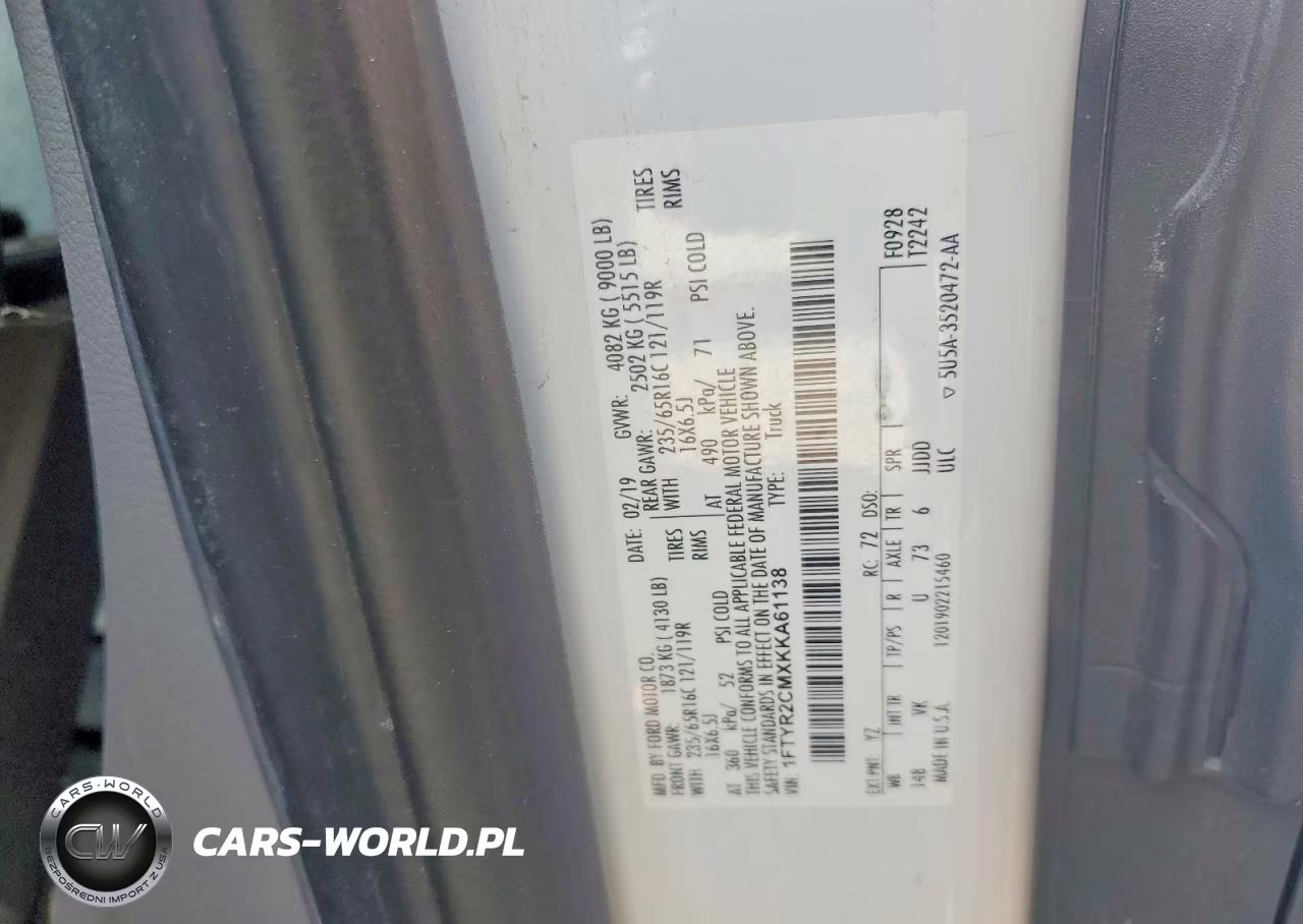2019 Ford Transit 250 Delivery Van VIN:1FTYR2CMXKKA61138 - 13