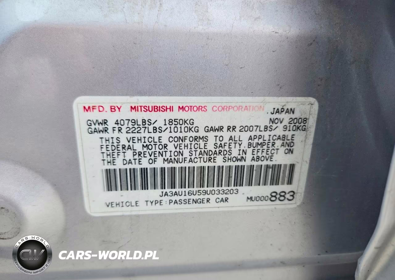 2009 Mitsubishi Lancer De VIN:JA3AU16U59U033203 - 12