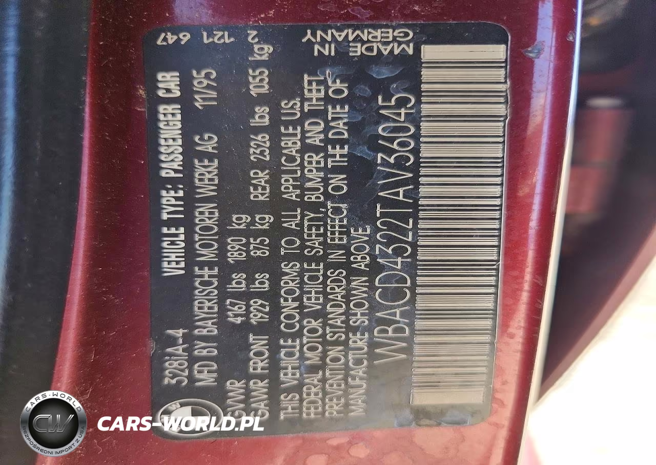 1996 BMW 328 I Automatic VIN:WBACD4322TAV36045 - 12