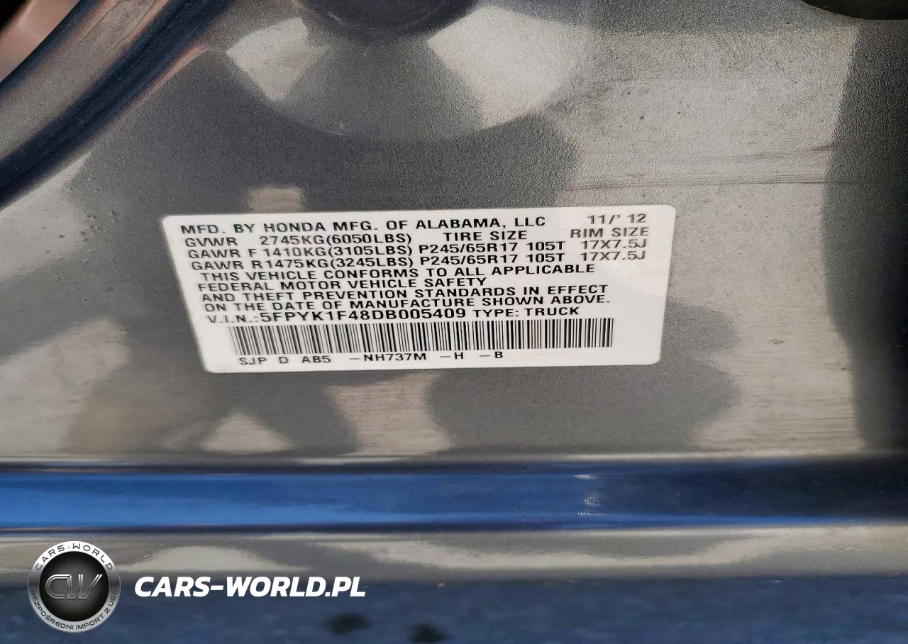 2013 Honda Ridgeline Rts VIN:5FPYK1F48DB005409 - 12