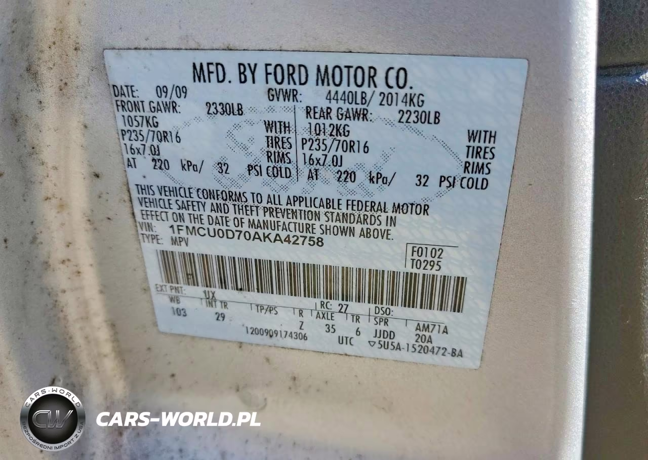 2010 Ford Escape Xlt VIN:1FMCU0D70AKA42758 - 13