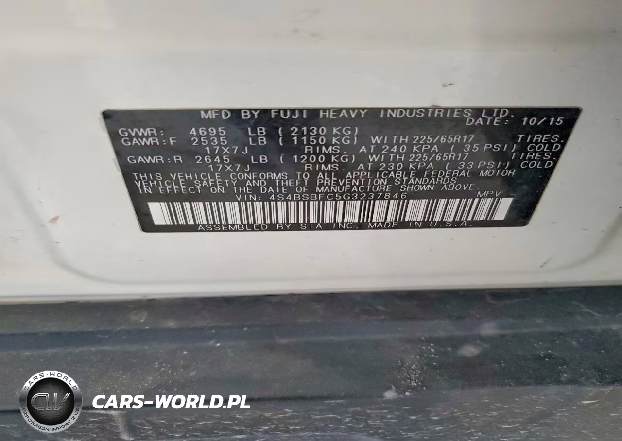 2016 Subaru Outback 2.5I Premium VIN:4S4BSBFC5G3237846 - 13