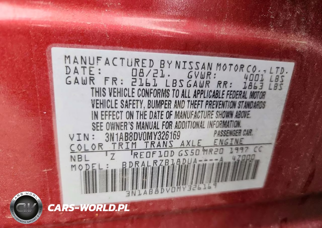 2021 Nissan Sentra Sr VIN:3N1AB8DV0MY326169 - 12