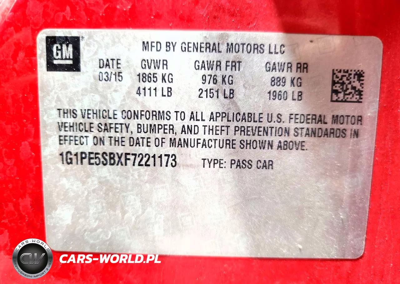 2015 Chevrolet Cruze Lt VIN:1G1PE5SBXF7221173 - 12