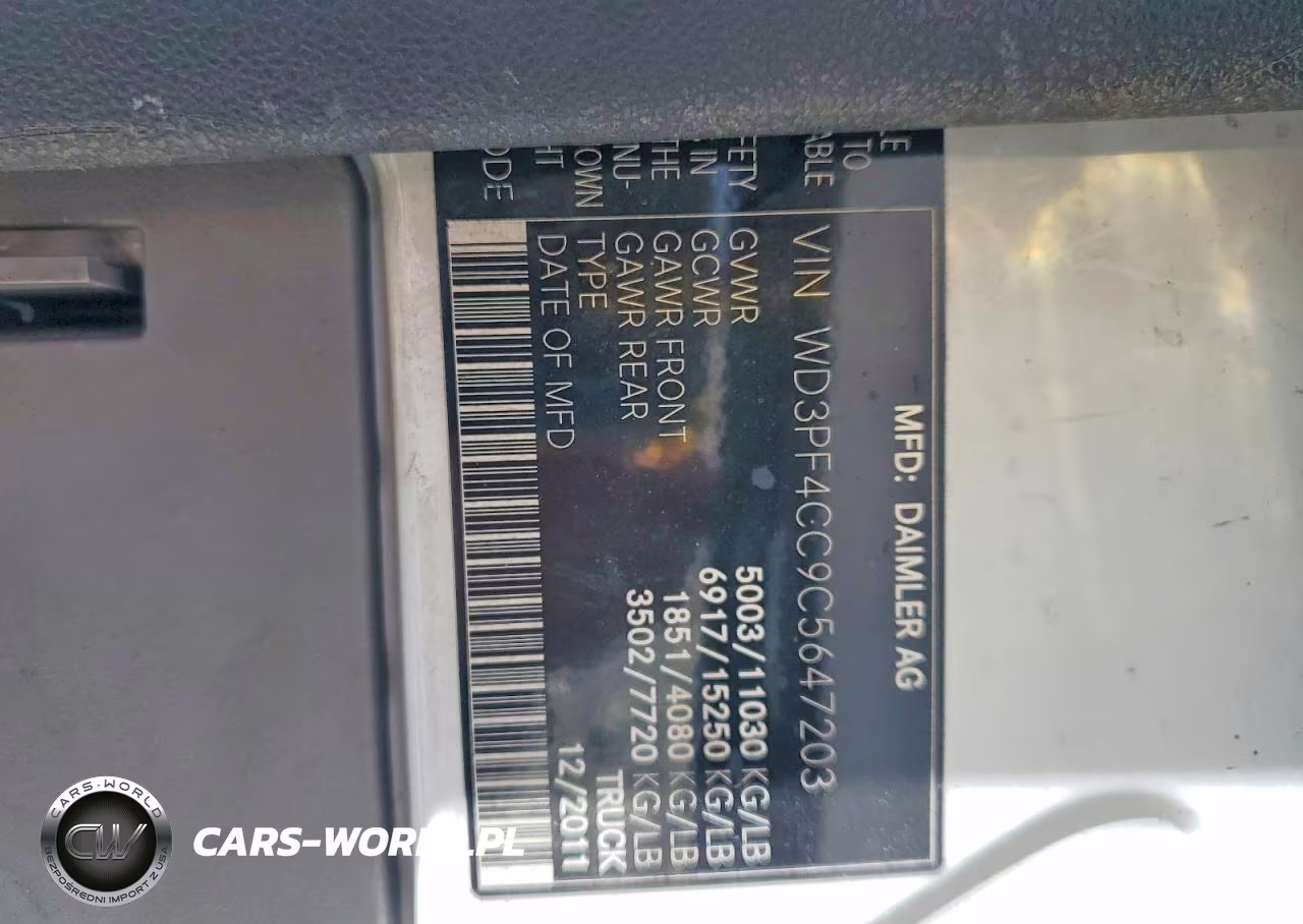 2012 Mercedes-Benz Sprinter 3500 Delivery Van VIN:WD3PF4CC9C5647203 - 14
