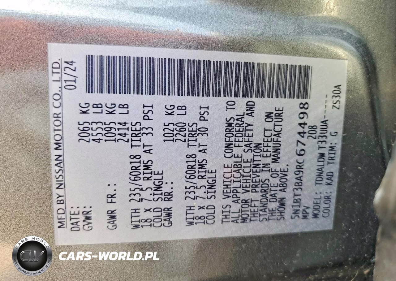 2024 Nissan Rogue Sv VIN:5N1BT3BA9RC674498 - 13