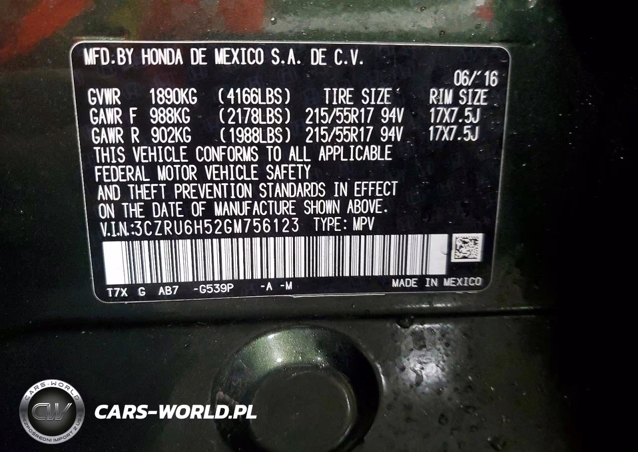 2016 Honda Hr-V Ex VIN:3CZRU6H52GM756123 - 12