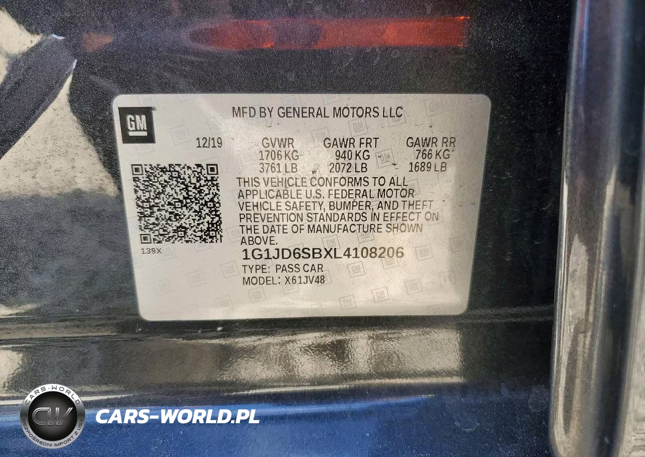 2020 Chevrolet Sonic Lt VIN:1G1JD6SBXL4108206 - 12