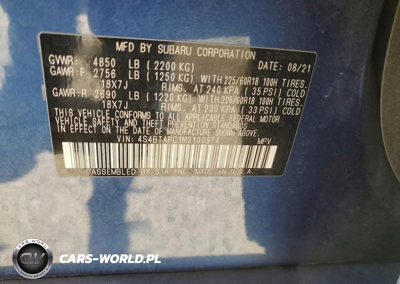 2022 Subaru Outback Touring VIN:4S4BTAPC1N3130974 - 13