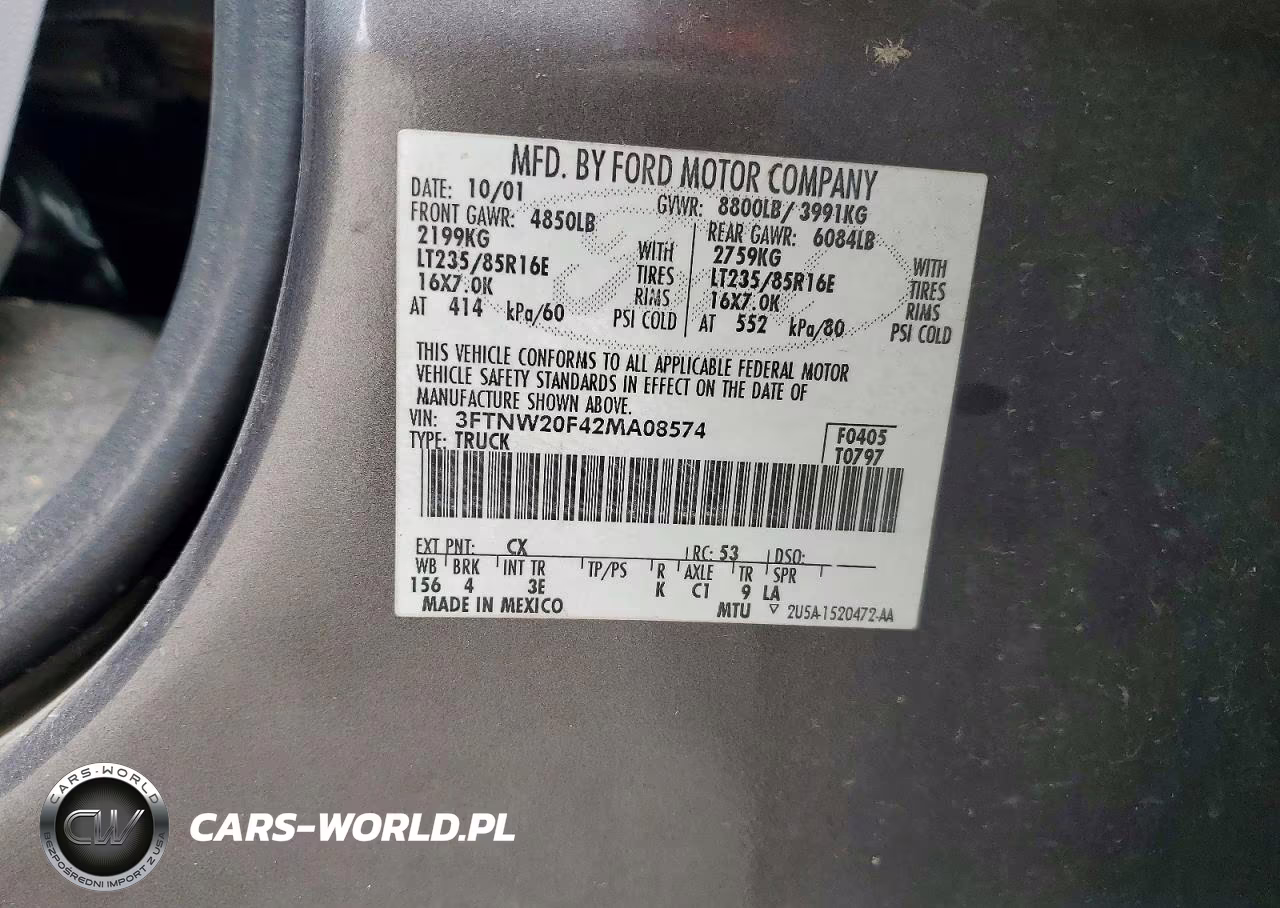 2002 Ford F250 Super Duty VIN:3FTNW20F42MA08574 - 12