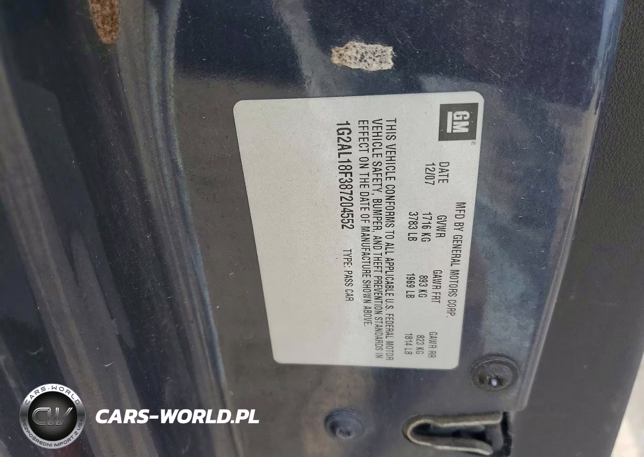 2008 Pontiac G5 VIN:1G2AL18F387204552 - 12