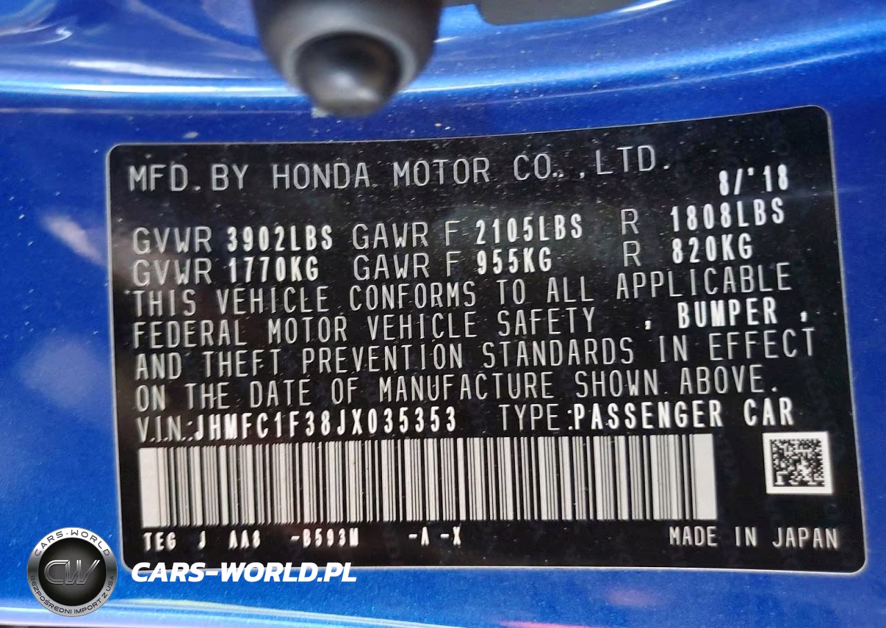 2018 Honda Civic Ex VIN:JHMFC1F38JX035353 - 12