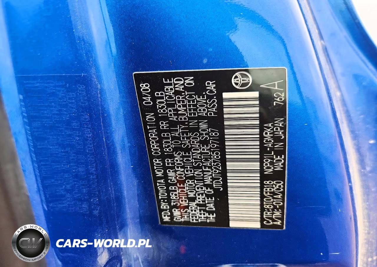 2008 Toyota Yaris Base VIN:JTDJT923785197187 - 12