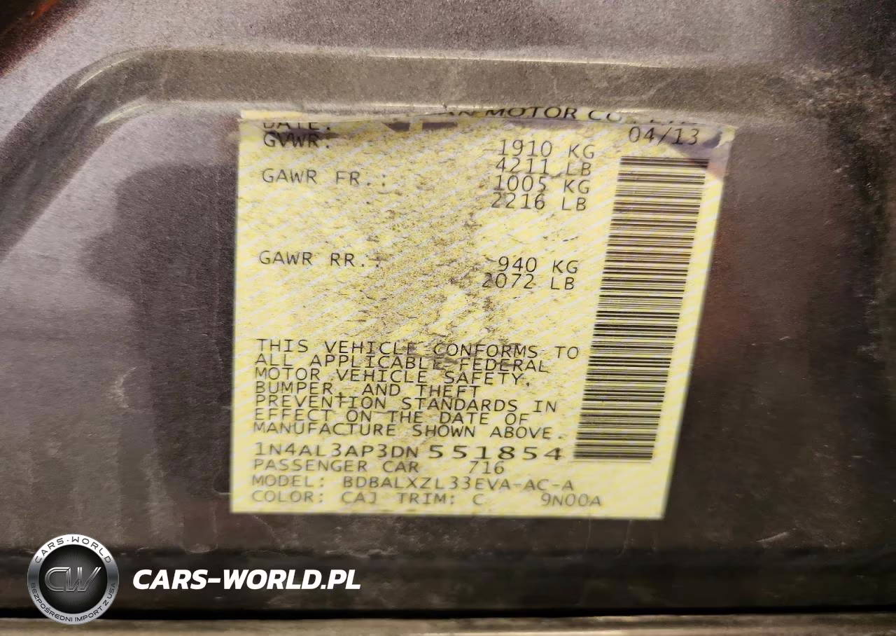 2013 Nissan Altima 2.5 VIN:1N4AL3AP3DN551854 - 12