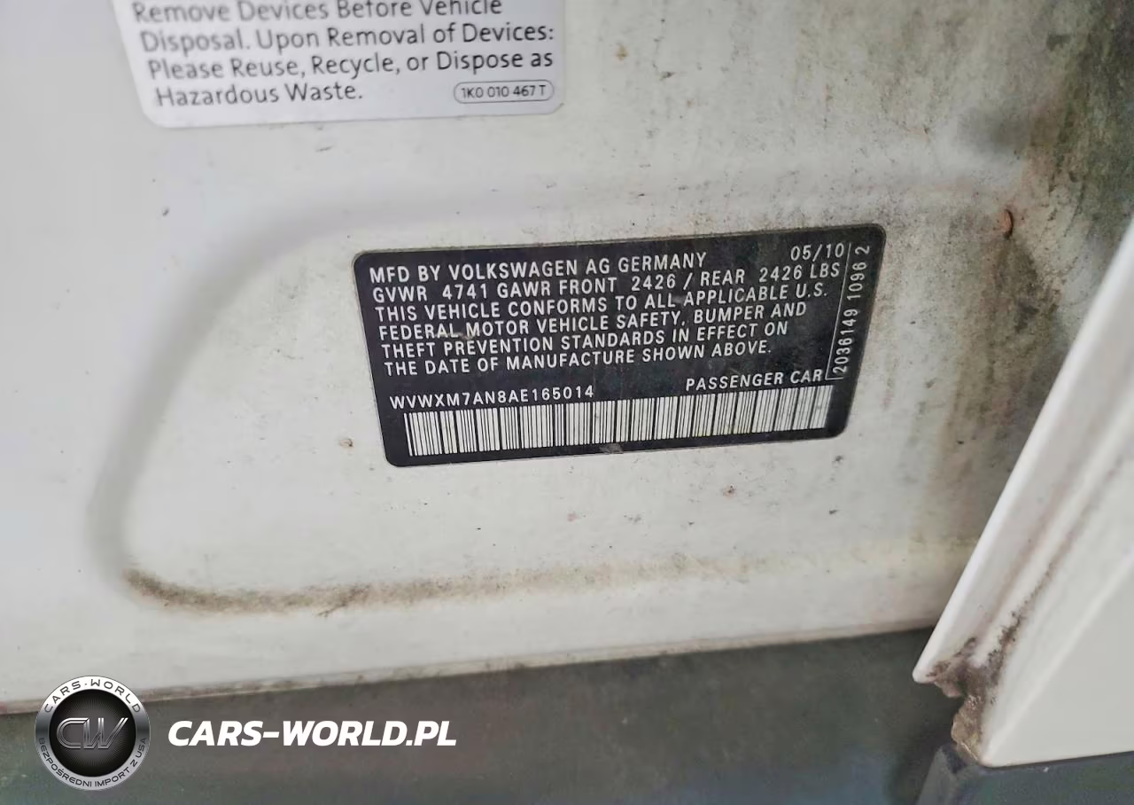 2010 Volkswagen Passat Komfort VIN:WVWXM7AN8AE165014 - 12