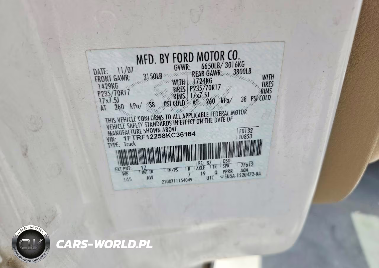 2008 Ford F150 VIN:1FTRF12258KC36184 - 12