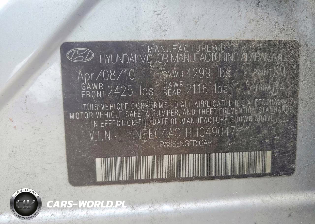 2011 Hyundai Sonata Se VIN:5NPEC4AC1BH049047 - 12