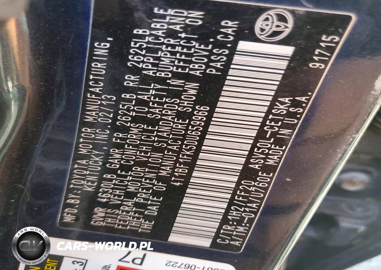 2013 Toyota Camry Se VIN:4T1BF1FK5DU659966 - 12