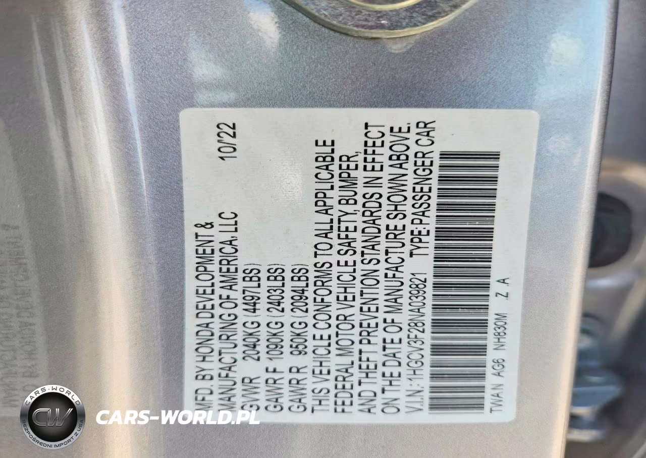 2022 Honda Accord Hybrid Sport VIN:1HGCV3F28NA039821 - 12