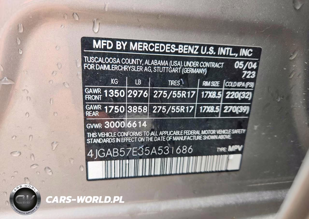 2005 Mercedes-Benz Ml 350 VIN:4JGAB57E35A531686 - 13