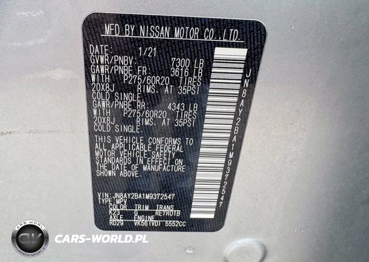 2021 Nissan Armada Sl VIN:JN8AY2BA1M9372547 - 12