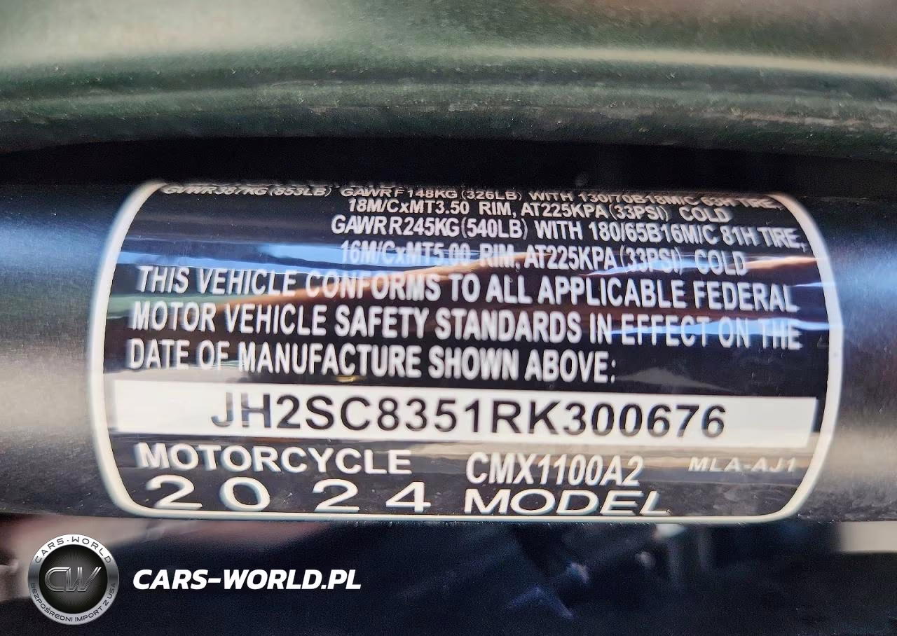 2024 Honda Cmx1100 T VIN:JH2SC8351RK300676 - 9