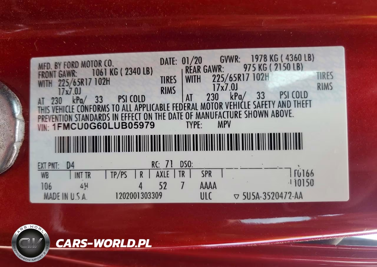2020 Ford Escape Se VIN:1FMCU0G60LUB05979 - 13