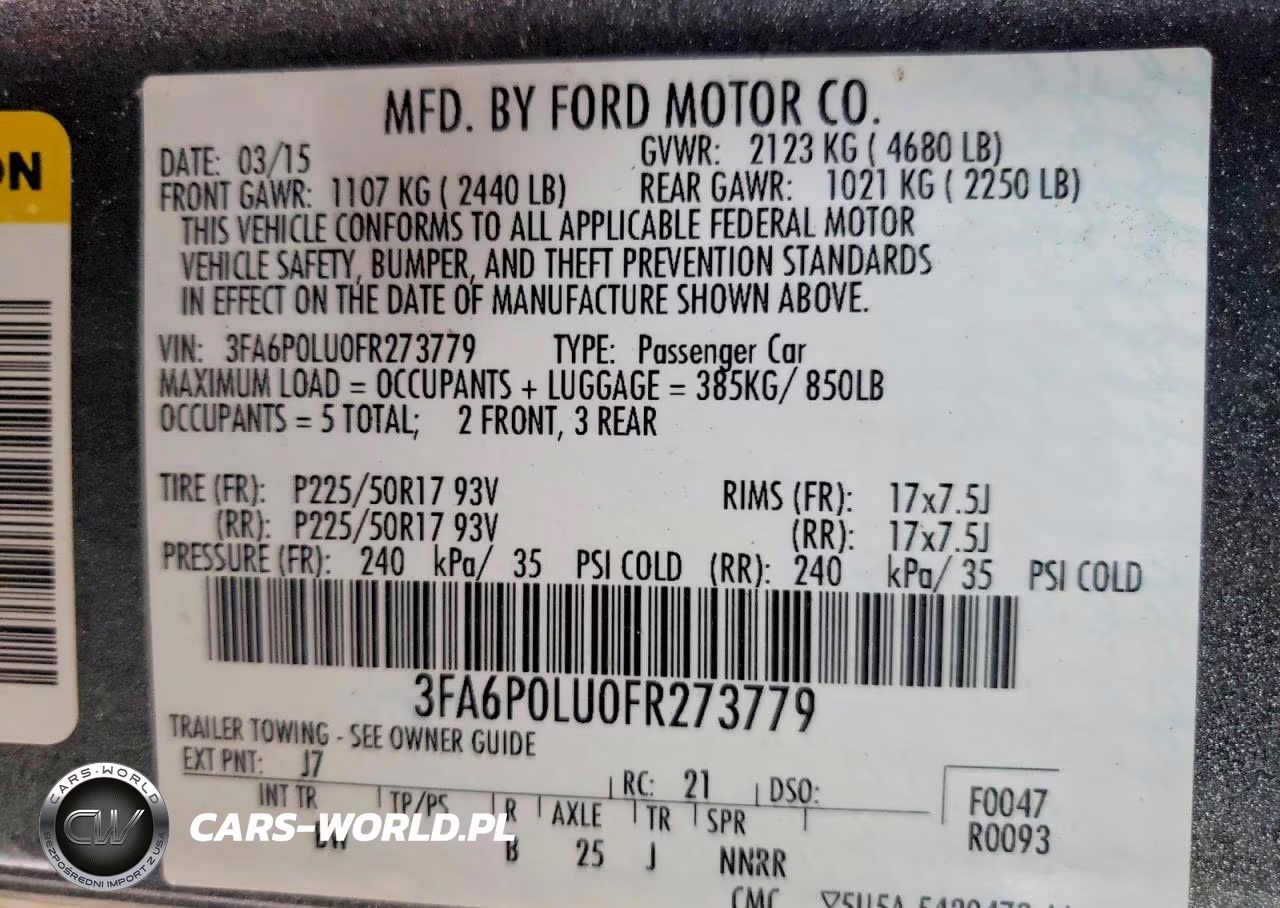 2015 Ford Fusion Se Hybrid VIN:3FA6P0LU0FR273779 - 12