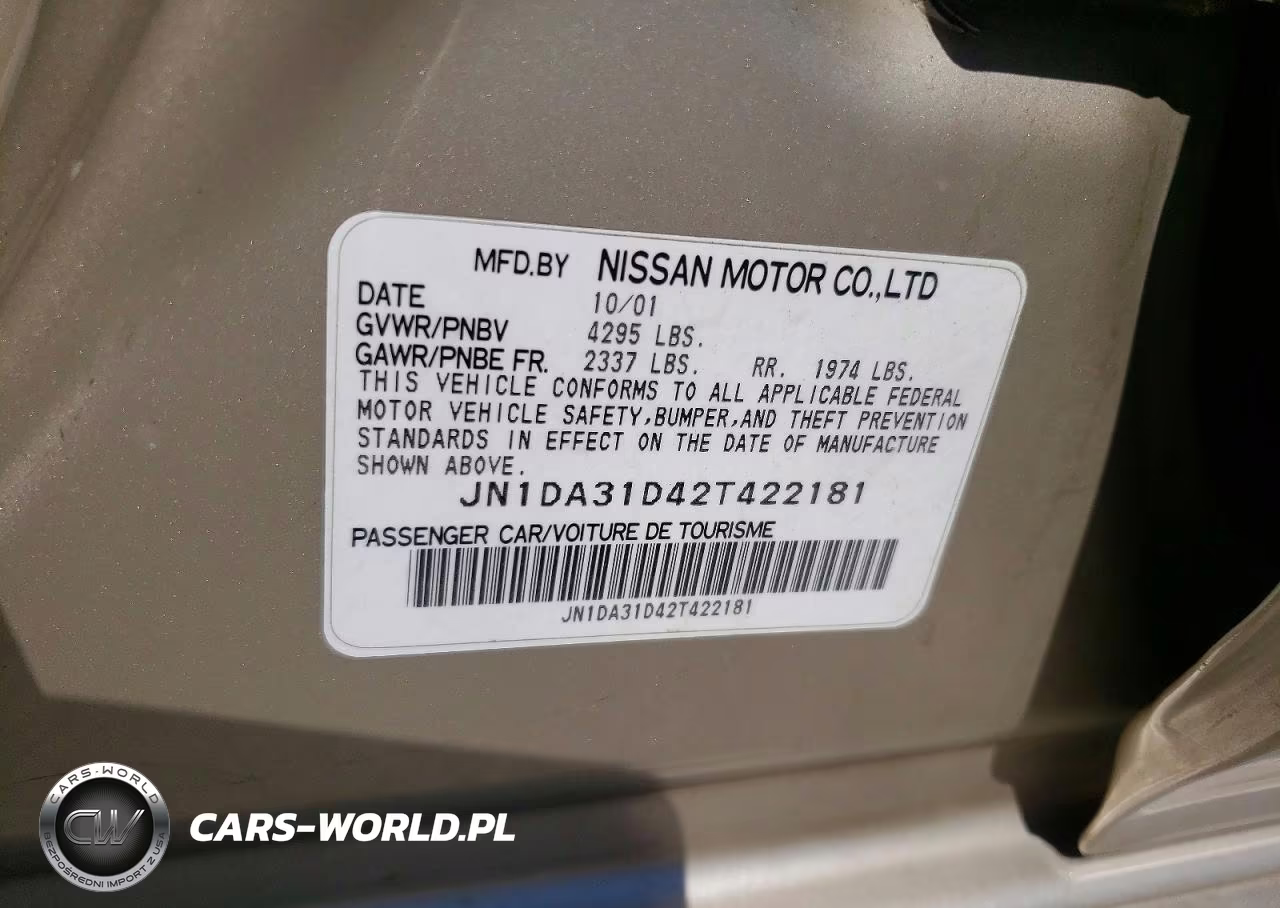 2002 Nissan Maxima Gxe VIN:JN1DA31D42T422181 - 12