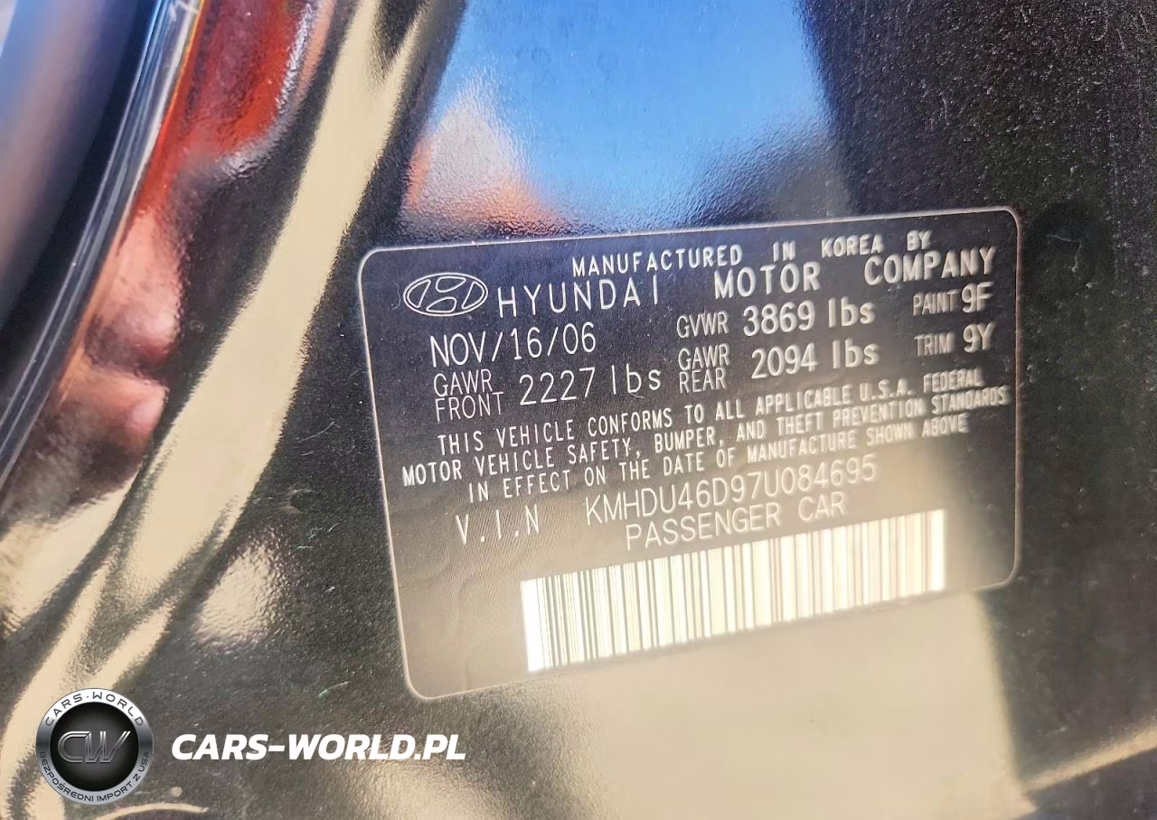 2007 Hyundai Elantra Gls VIN:KMHDU46D97U084695 - 12