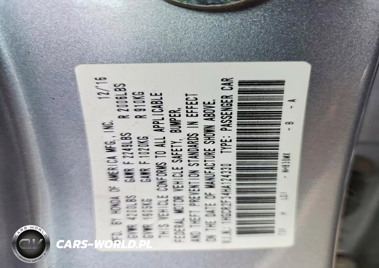 2017 Honda Accord Lx VIN:1HGCR2F34HA124330 - 12