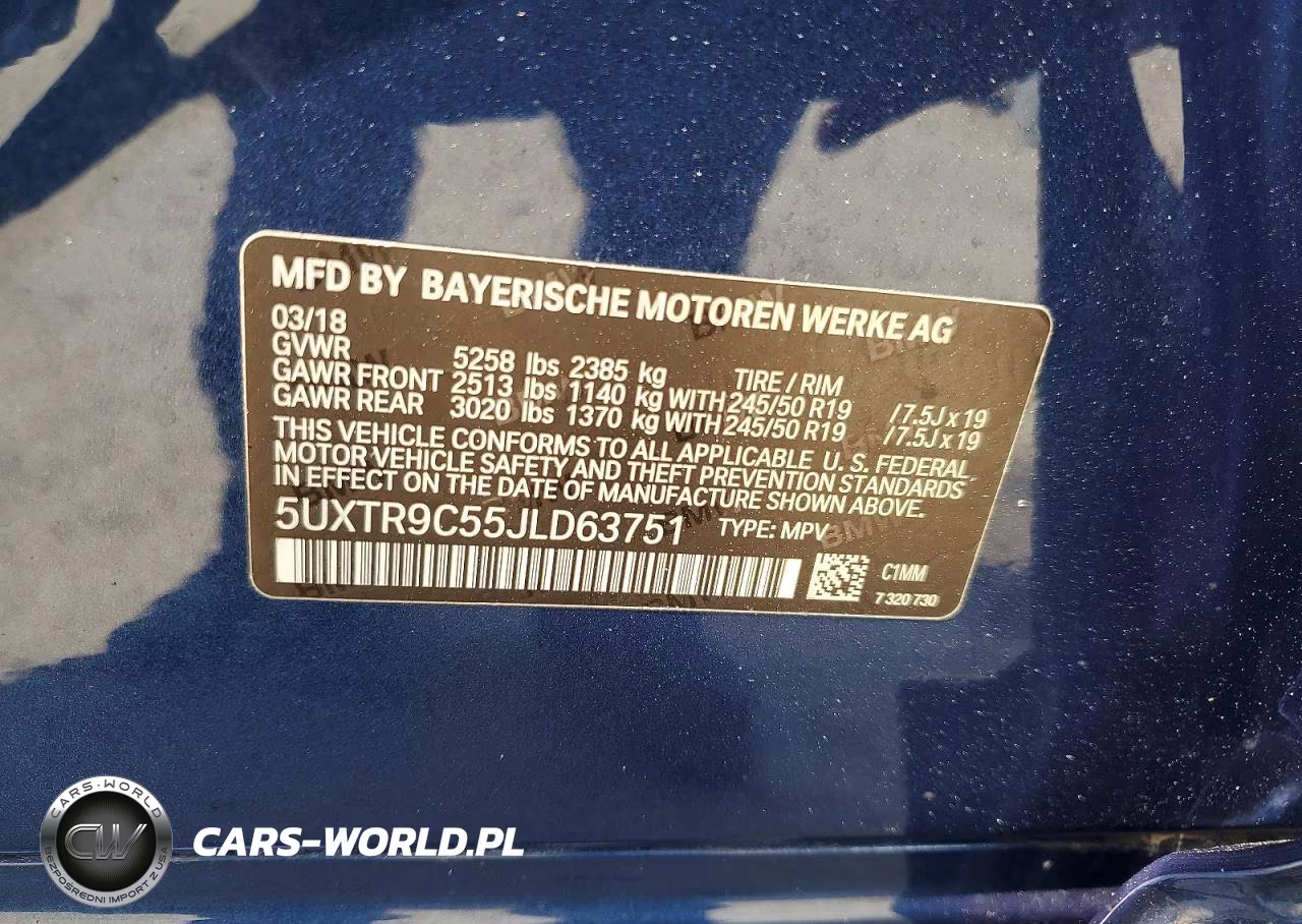 2018 BMW X3 xDrive30I VIN:5UXTR9C55JLD63751 - 14