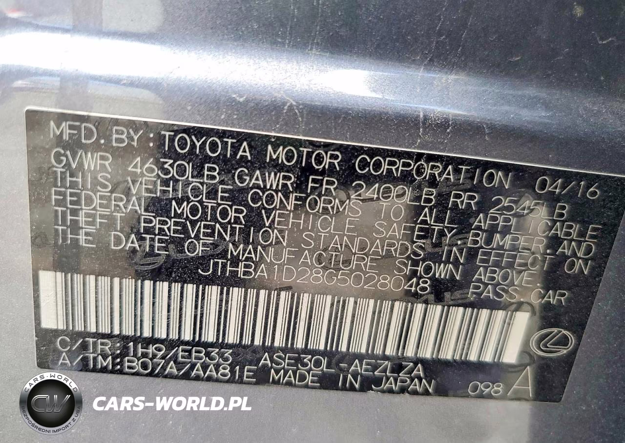 2016 Lexus Is 200T VIN:JTHBA1D28G5028048 - 12