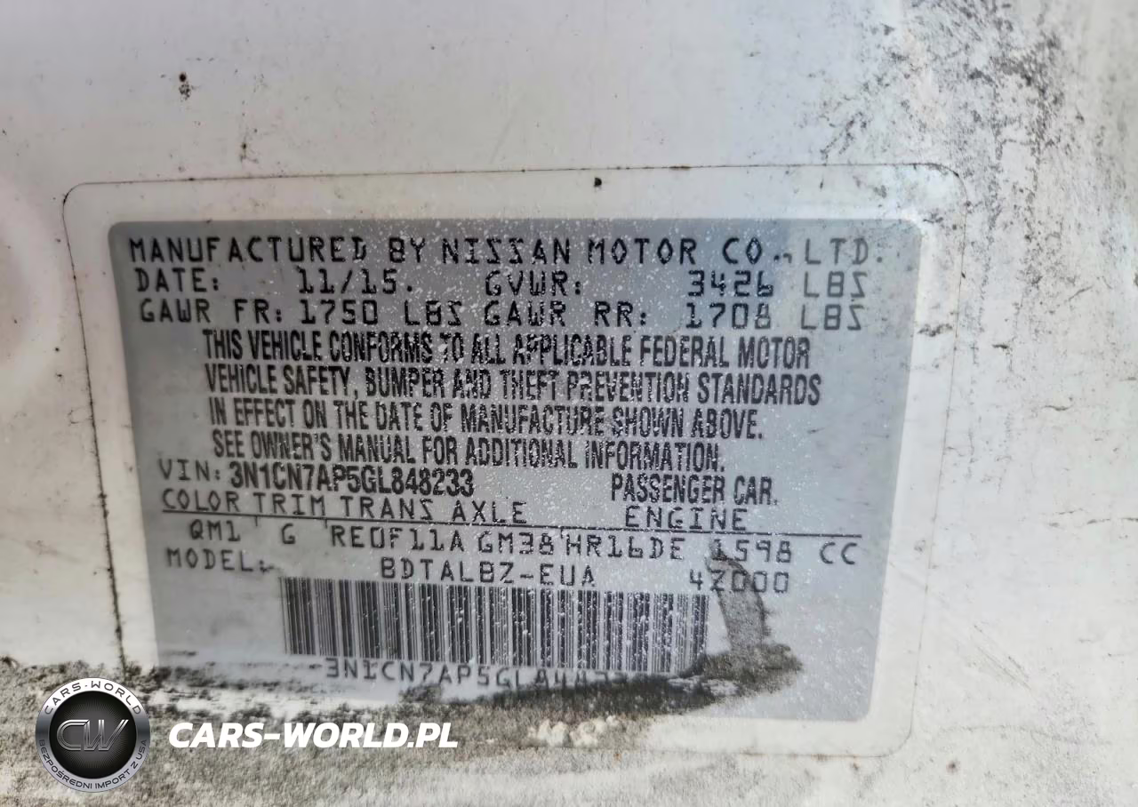 2016 Nissan Versa 1.6 Sv VIN:3N1CN7AP5GL848233 - 12