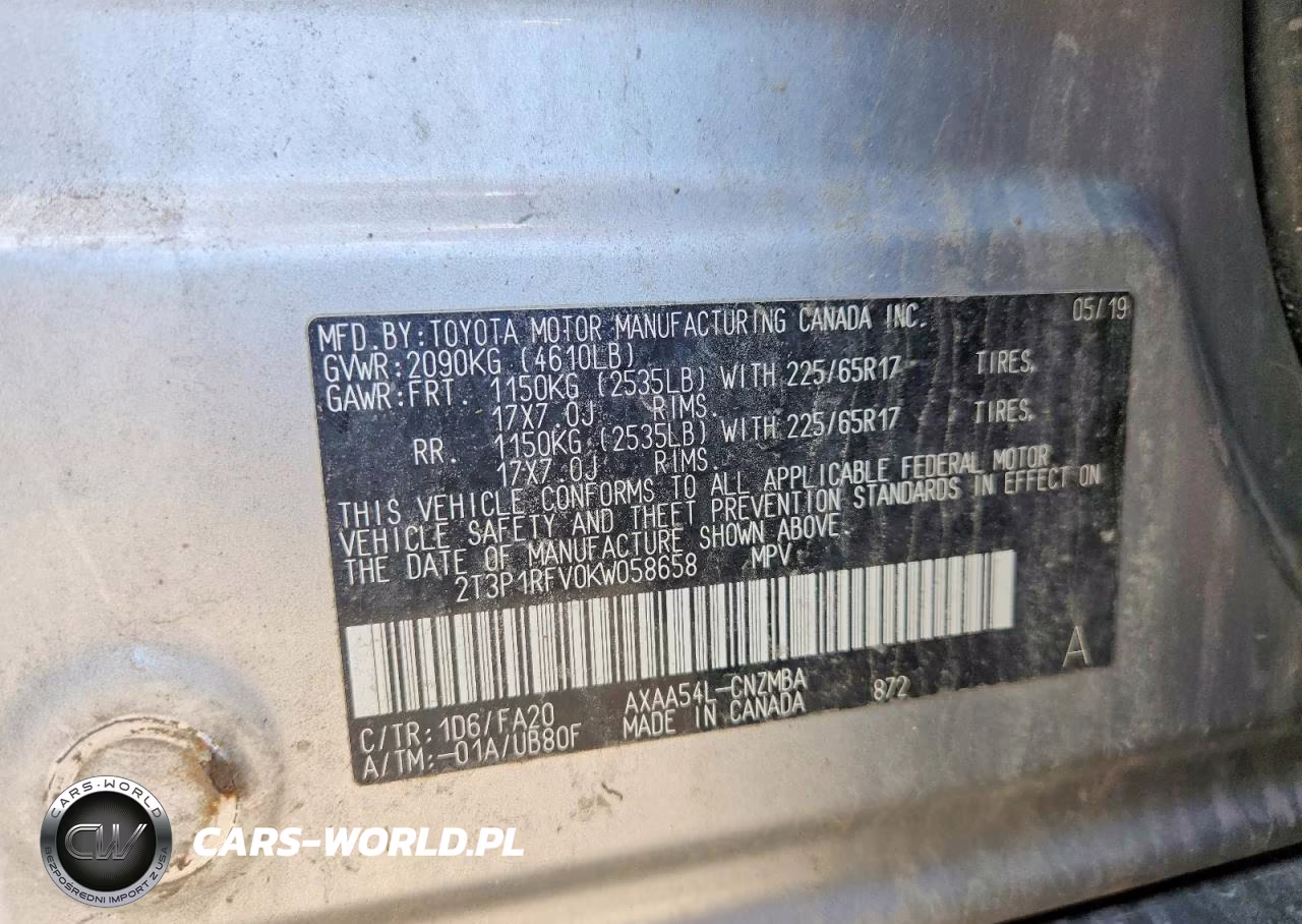 2019 Toyota Rav4 Xle VIN:2T3P1RFV0KW058658 - 13