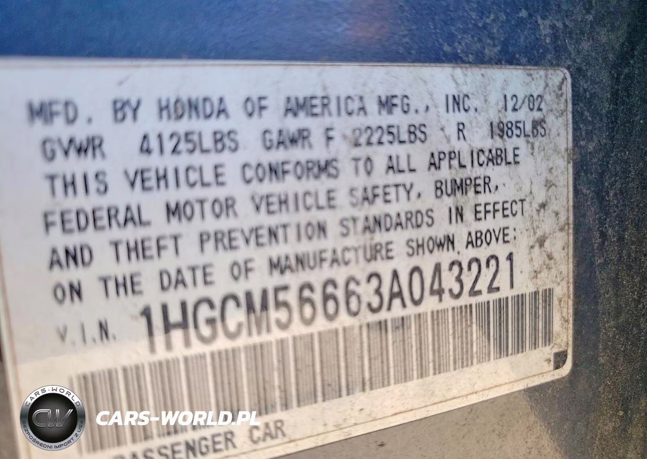2003 Honda Accord Ex VIN:1HGCM56663A043221 - 12