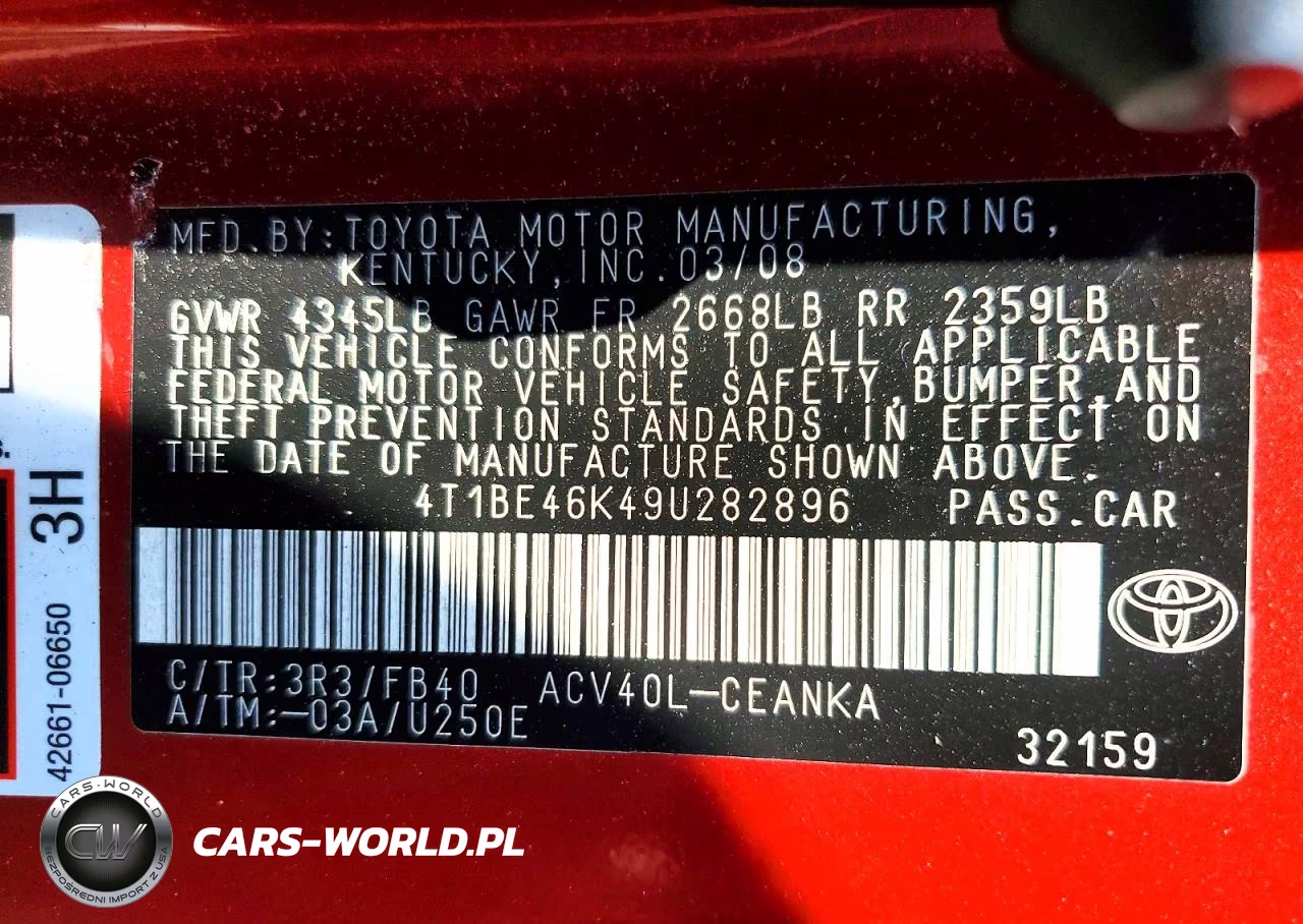 2009 Toyota Camry Le VIN:4T1BE46K49U282896 - 12
