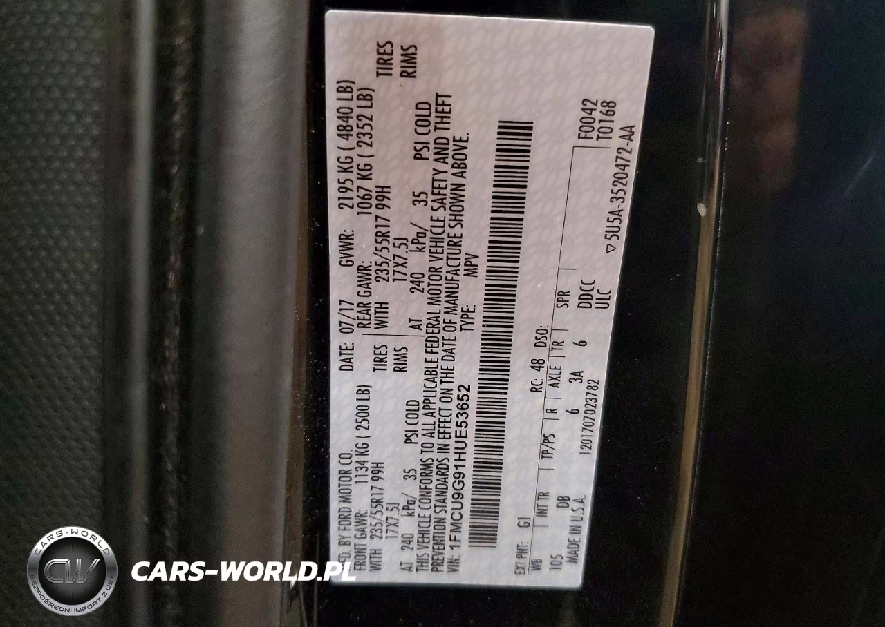 2017 Ford Escape Se VIN:1FMCU9G91HUE53652 - 12