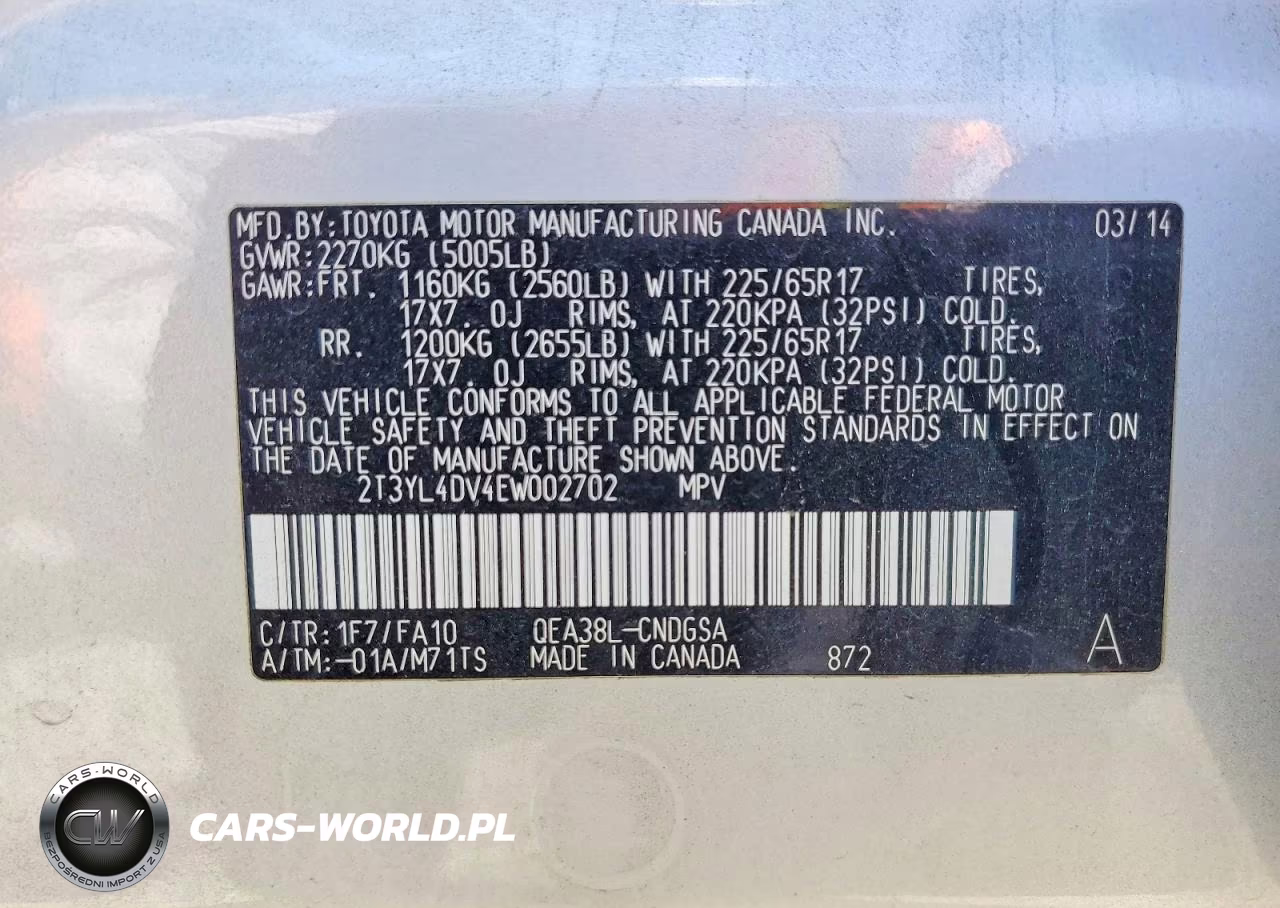 2014 Toyota Rav4 Ev Base VIN:2T3YL4DV4EW002702 - 13