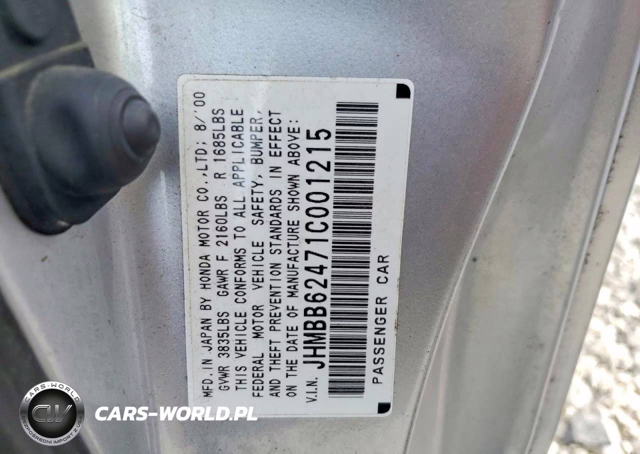 2001 Honda Prelude VIN:JHMBB62471C001215 - 13