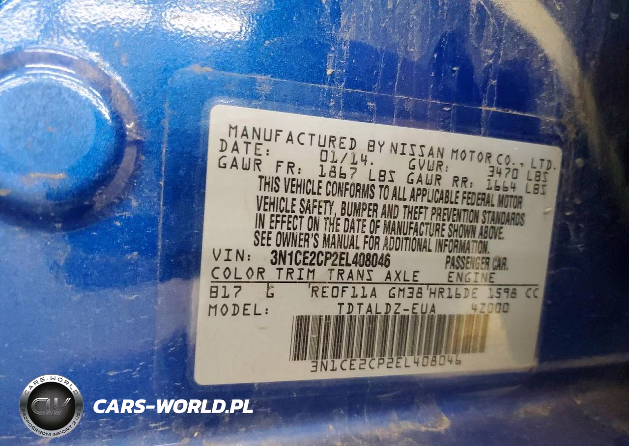 2014 Nissan Versa Note Sv VIN:3N1CE2CP2EL408046 - 12