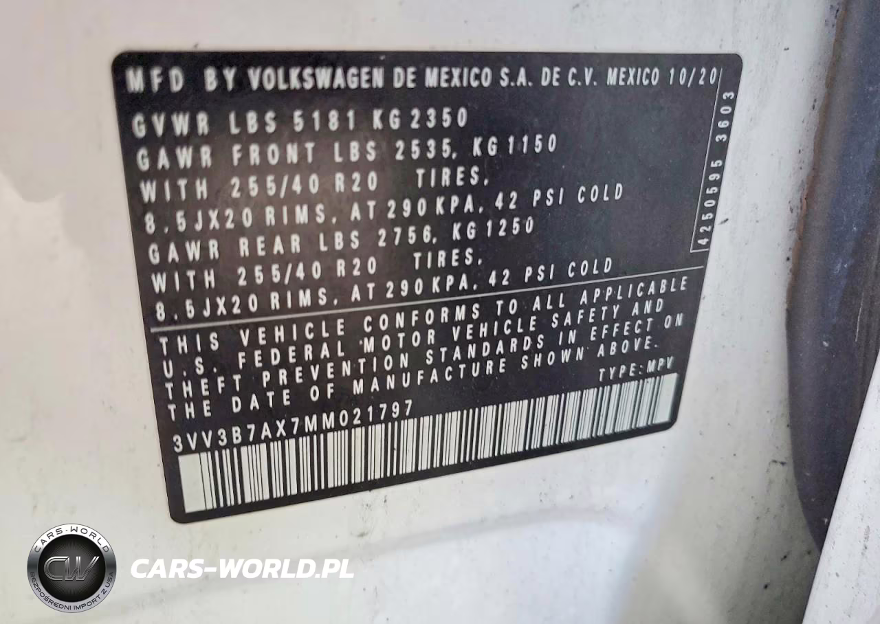 2021 Volkswagen Tiguan Se VIN:3VV3B7AX7MM021797 - 12